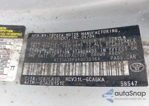 2004 Toyota Camry Solara Sle V6 from USA, damaged, VIN 4T1CA30P94U030164